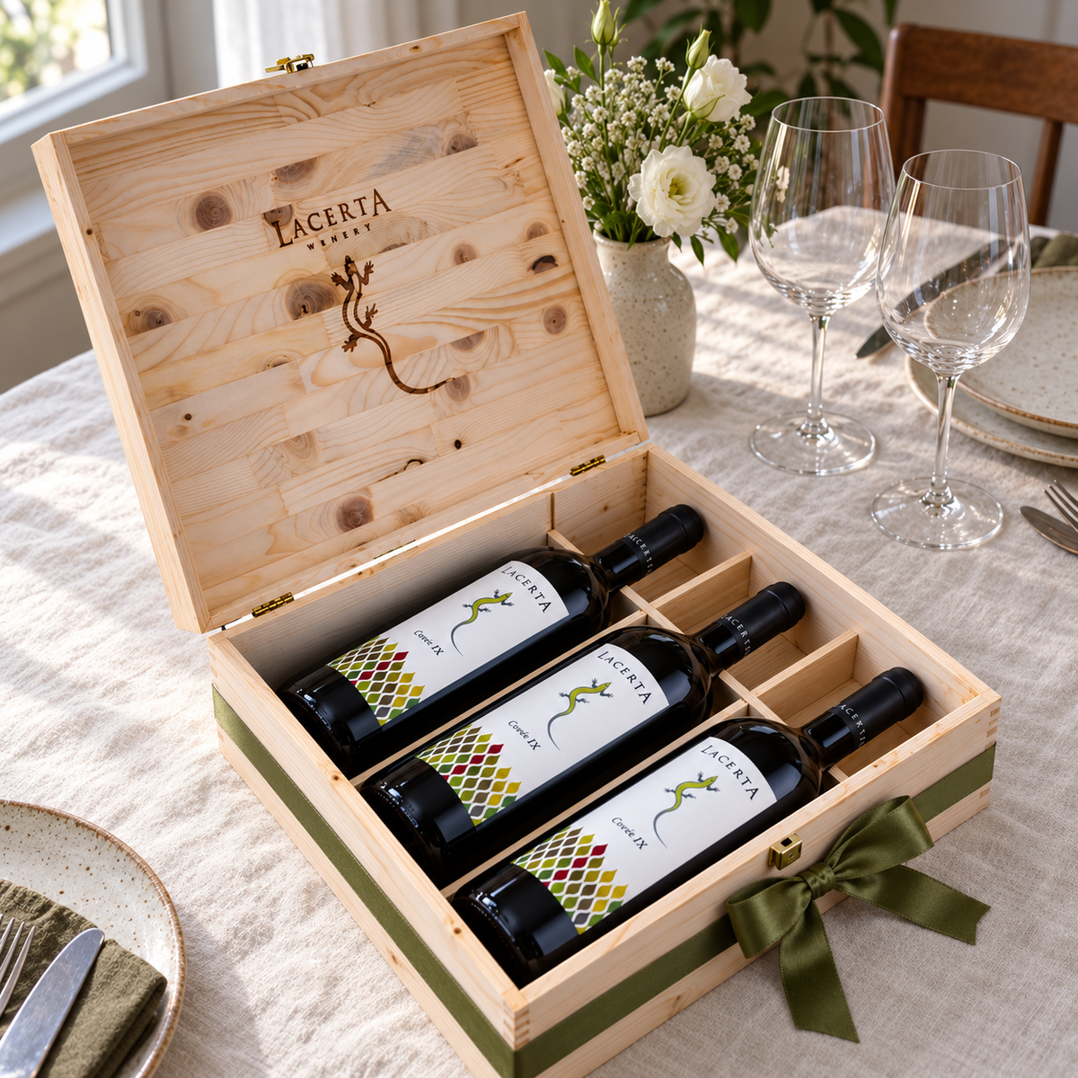 Pachet LacertA Verticală Cuvée IX – cutie de lemn, idee de cadou